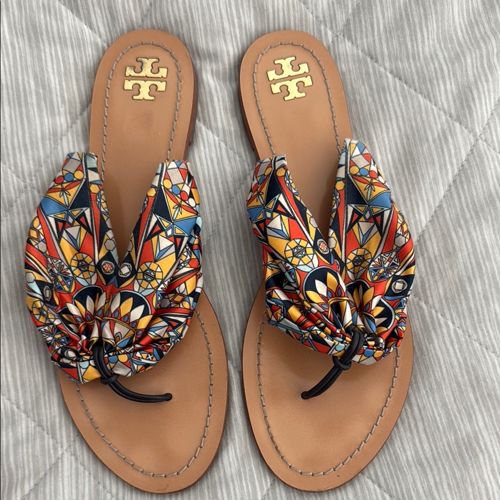 Tory Burch Red and Orange Sandals with Butterfly Design
